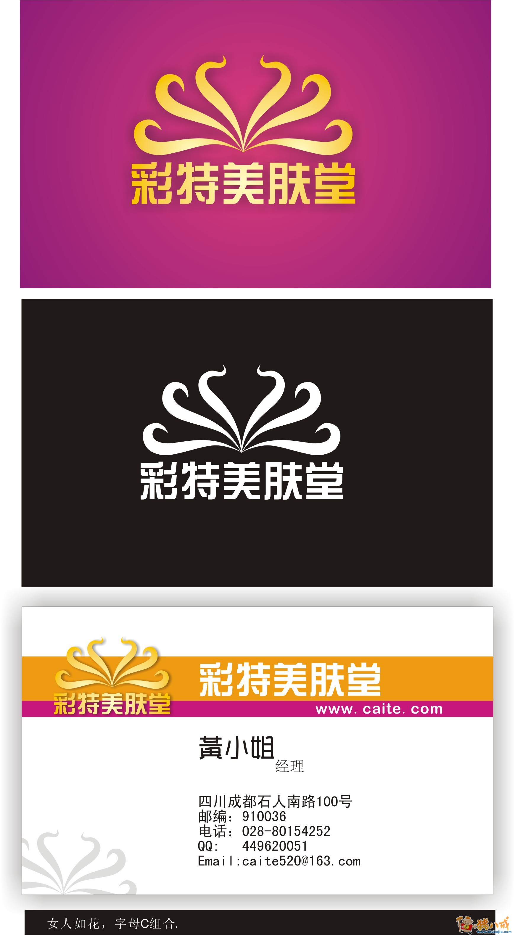 征集彩特美肤堂logo,名片等设计