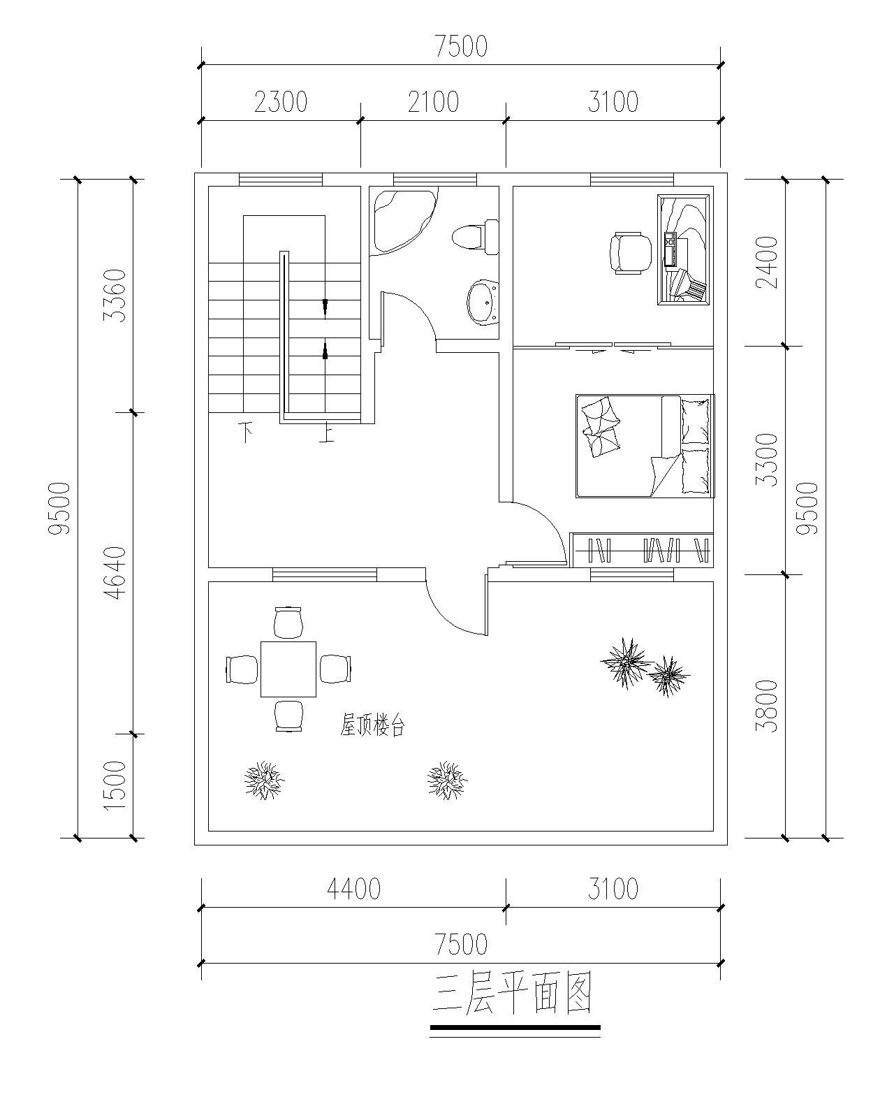 8米*7米农村住宅设计图