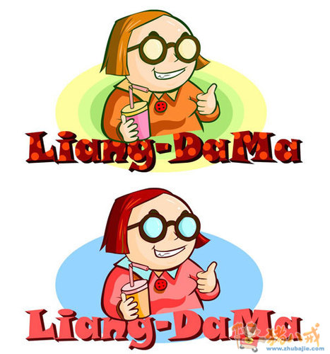 梁大妈甜品馆logo卡通形象设计